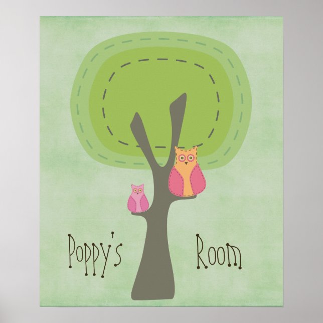 Mami & Baby Owl Kinderzimmer Kinderzimmer Poster (Vorne)