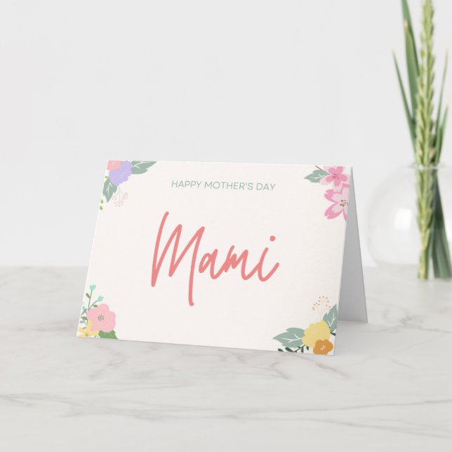 Mami | Carte Fête des mères florales (Devant)