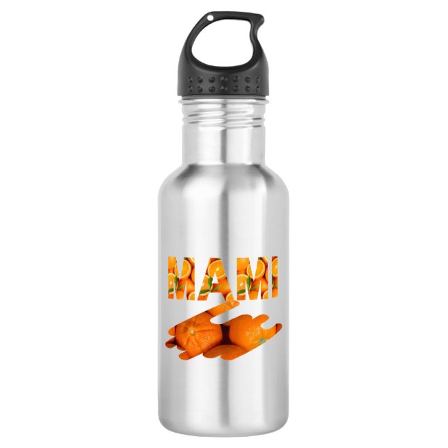 MAMI Orange Typografie Kunst Edelstahlflasche (Vorderseite)