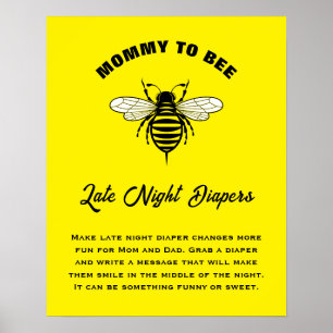 Mami to be Baby Shower Trendy Spate Night Diapers Poster