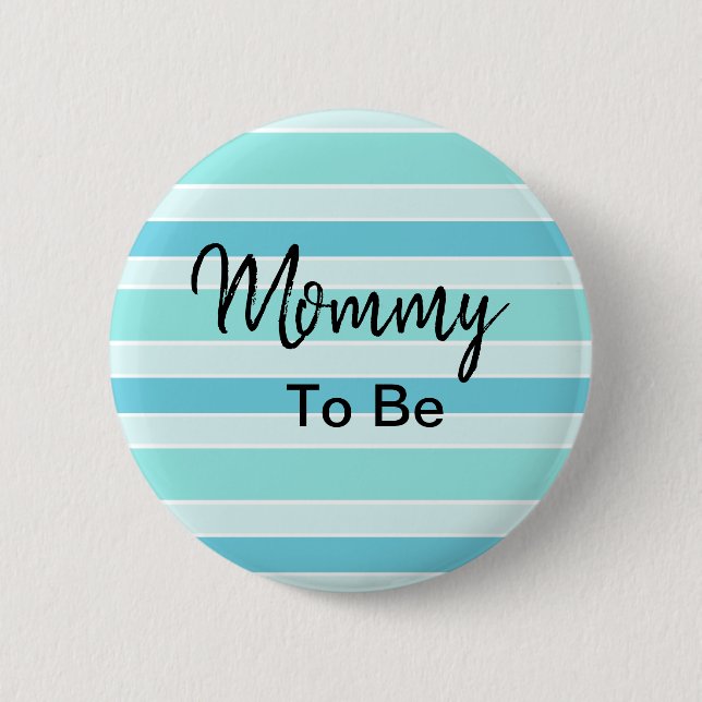 Mami to be Blue and Aquamarin Baby Shower Button (Vorderseite)