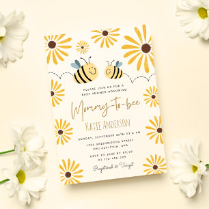 Mami to be Yellow Bee and Sunflower Baby Shower Einladung