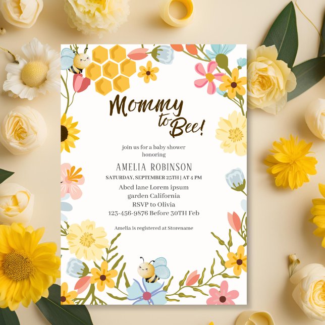 Mami to bee Gender Neutral Bloral Baby Shower Einladung (Von Creator hochgeladen)