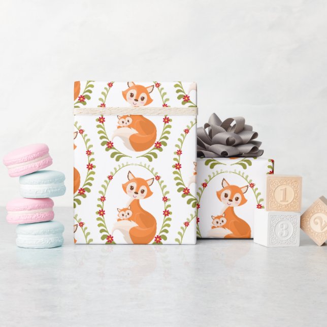Mami und Baby Boy Woodland Fox Packung Geschenkpapier (Babyparty)
