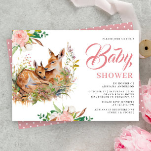 Mami und Baby Deer Floral Baby Shower Einladung