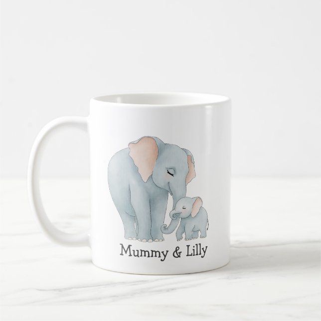 Mami und Baby Elephant - Gewohnte Tasse (Links)