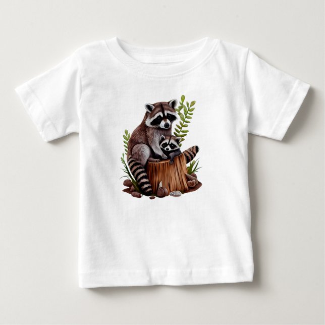 Mami- und Baby-Raccoons Baby T-shirt (Vorderseite)
