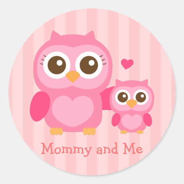 Mami und ich, Niedliche Babyschale, rosa Runder Aufkleber (Vorderseite)