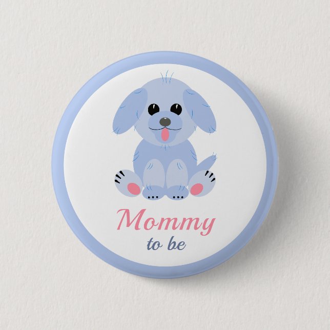 Mami zu Baby Boy Duwer Junge Mutter Welpe Blue Button (Vorderseite)