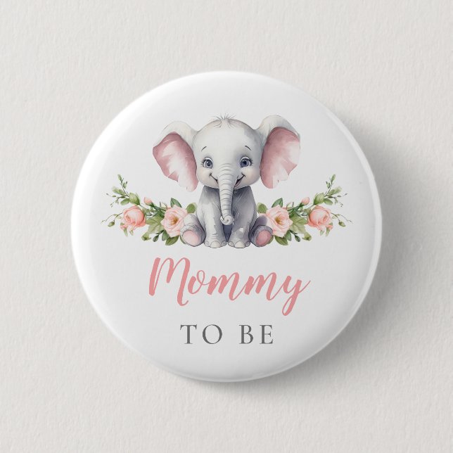 Mami zu pink Elephant Junge Mutter Baby Girl Showe Button (Vorderseite)