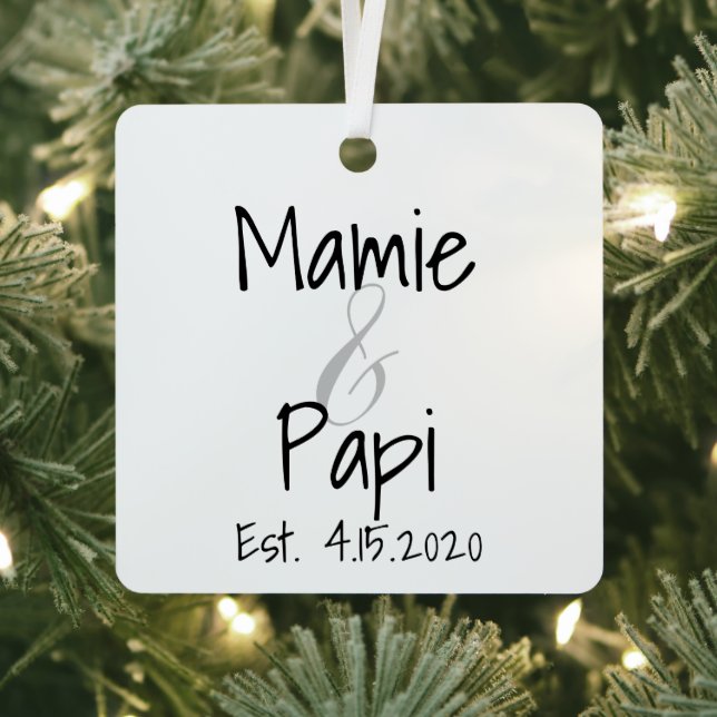 Mamie et Papi premier grand-enfant ornement métall (Insitu)