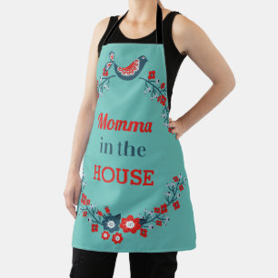 Mamma im Haus Roter und blauer Vogelkranz Schürze