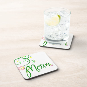 Mamma-Liebe-Blumenherz-Blüten-Rebe-Schicksals-Spor Untersetzer