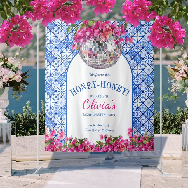 Mamma Mia Disco Bride Welcome Sign Tapestry Wandteppich (Mamma Mia Disco Bride Welcome Sign Tapestry)