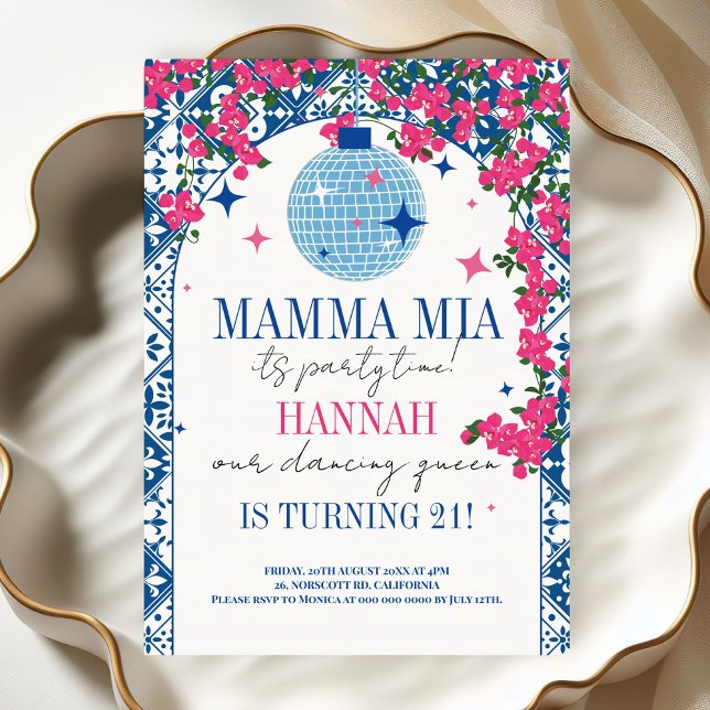 Mamma Mia Mediterranean Dancing Königin Birthday Einladung (Von Creator hochgeladen)