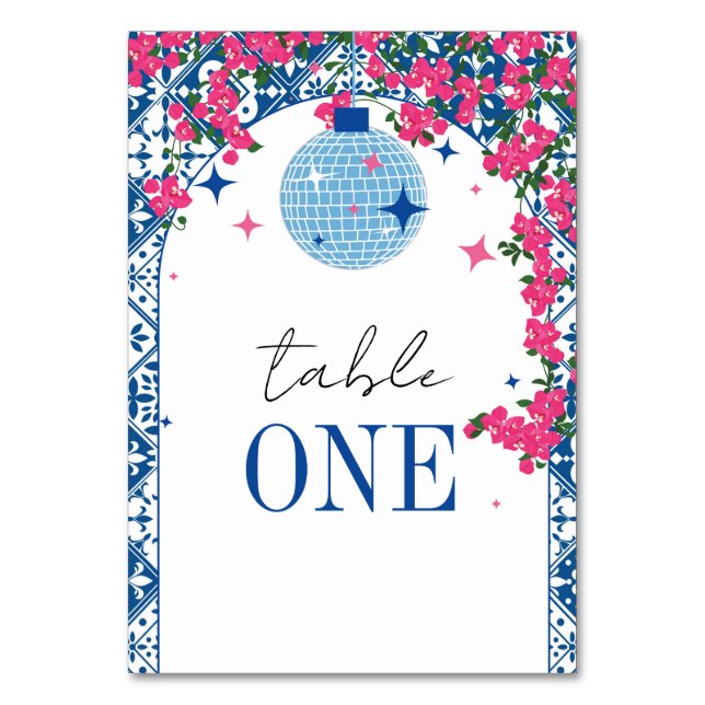 Mamma Mia rosa und blaue Tischnummer (Vorderseite)