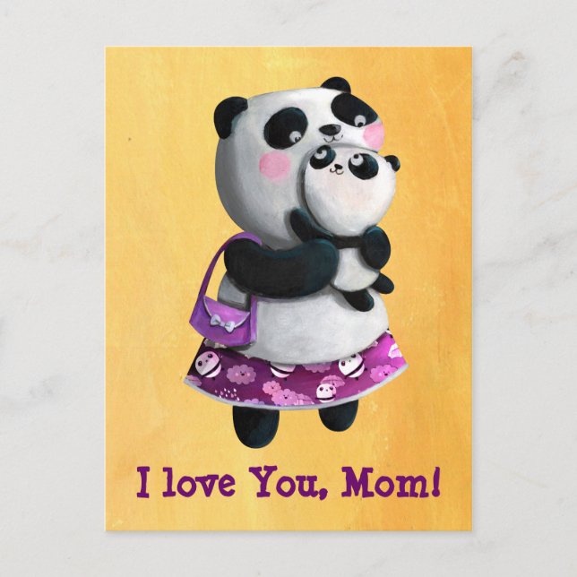 Mamma Panda mit ihrem Kind Postkarte (Vorderseite)