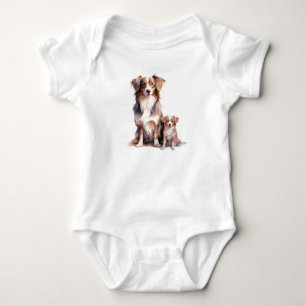 Mamma und Baby Welpe Hund, Collie, Baby Shower  Strampler