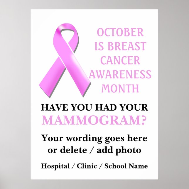 Mammogramm Medizin Monat rosa Band Poster (Vorne)