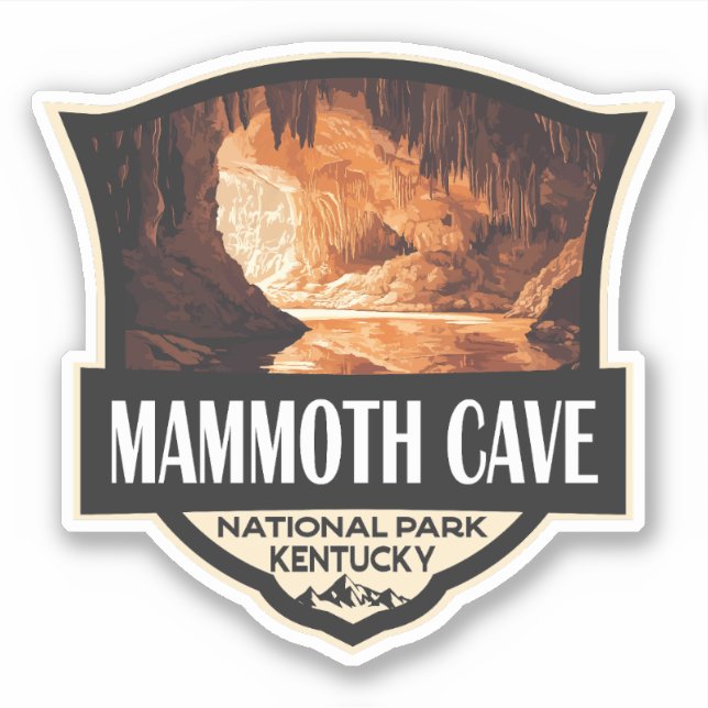 Mammoth Höhle Nationalpark Illustration Retro Art Aufkleber (Vorderseite)