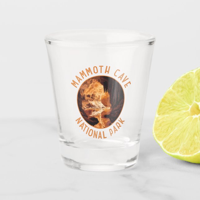 Mammoth Höhle Nationalpark Retro Distressed Circle Schnapsglas (Vorderseite)