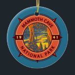 Mammoth Höhle Nationalpark Retro Kompass Emblem Keramik Ornament<br><div class="desc">Mammoth Höhle Vektorgrafik Design. Der Park liegt im Westen von Kentucky und umfasst Teile der Mammoth-Höhle, dem längsten Höhlensystem der Welt.</div>