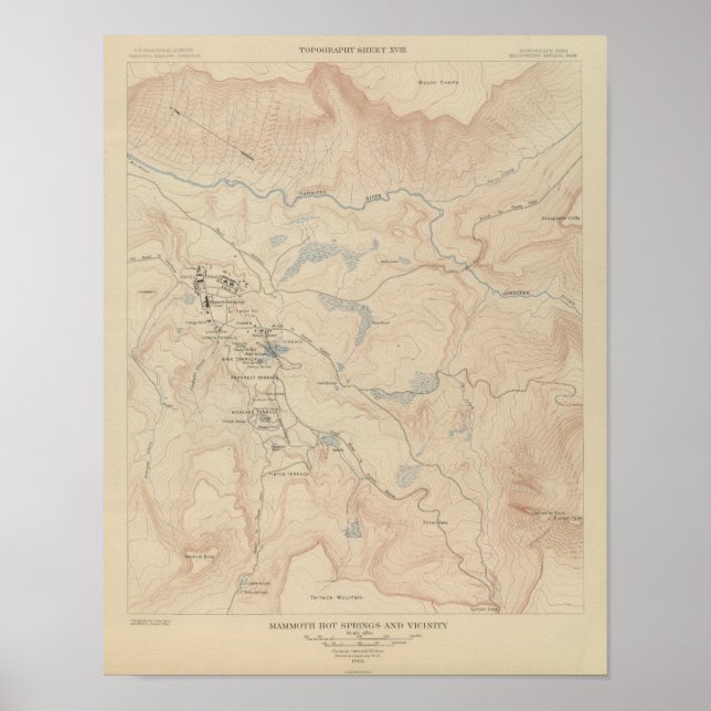 Mammoth Hot Springs und Vicinity Poster (Vorne)