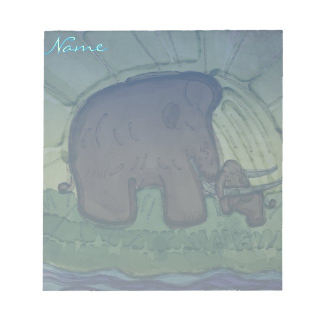Mammoth mit Kalb Notizblock (Vorderseite)