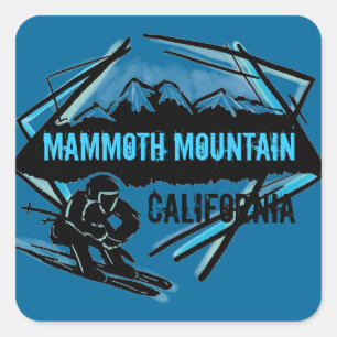 Mammoth Mountain California blaue Skikarren Quadratischer Aufkleber
