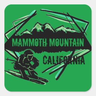 Mammoth Mountain California grüne Skikarren Quadratischer Aufkleber