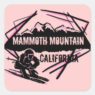 Mammoth Mountain California Rosa Skikarren Quadratischer Aufkleber