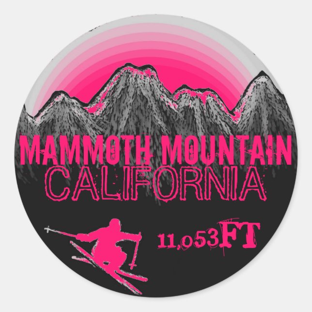 Mammoth Mountain California Rosa Skikartenaufklebe Runder Aufkleber (Vorderseite)