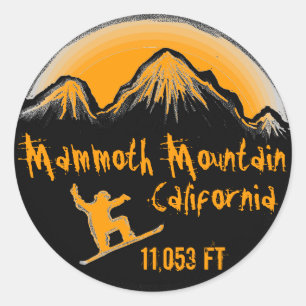 Mammoth Mountain California Snowboard Art Aufklebe Runder Aufkleber
