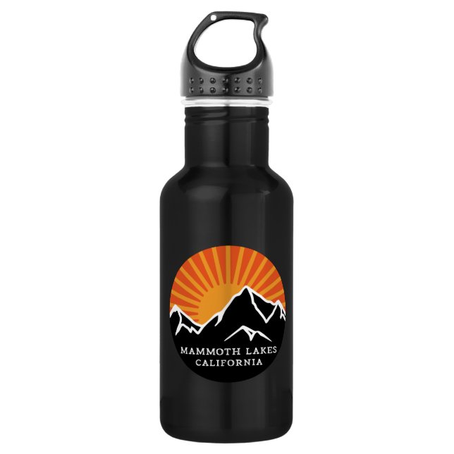 Mammoth Seen California Retro Sunset Mountains Vi Edelstahlflasche (Vorderseite)