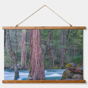 Mammutbäume & Merced River Yosemite Nationalpark,  Wandteppich Mit Holzrahmen