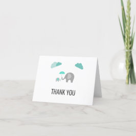 Mammy Baby Elephant avec nuages Carte de remerciem