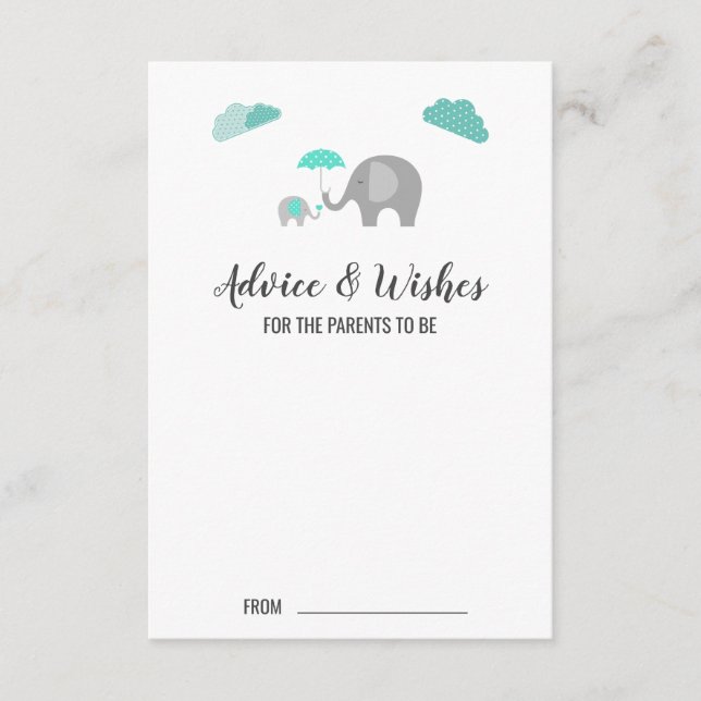 Mammy Baby Elephant avec nuages Conseils Cartes (Devant)