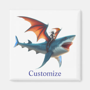 Man-Bat Riding Beängstigend Shark Thunder_Cove Magnet