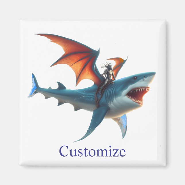 Man-Bat Riding Beängstigend Shark Thunder_Cove Magnet (Vorne)