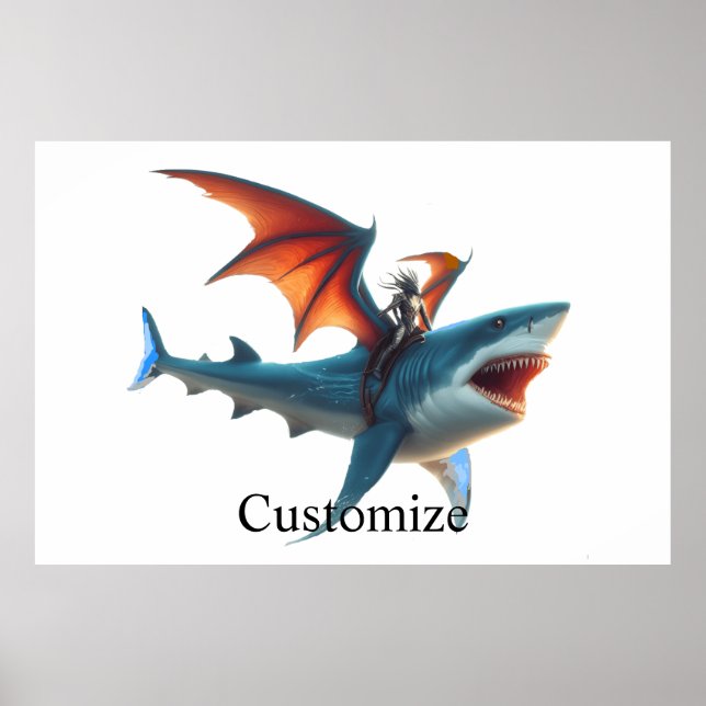 Man-Bat Riding Beängstigend Shark Thunder_Cove Poster (Vorne)