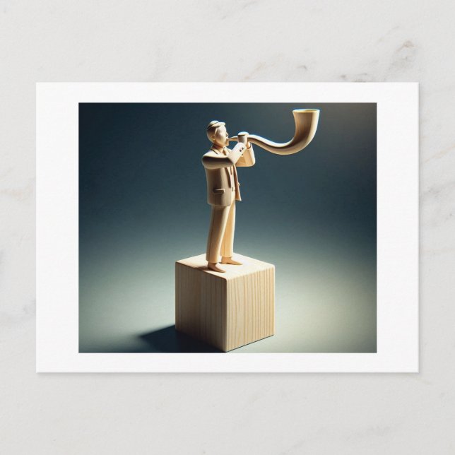 Man Blows Shofar scheint aus Holz gemacht zu werde Postkarte (Vorderseite)
