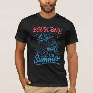 Man Book Boy Summer Bookish Vacation Funny tee