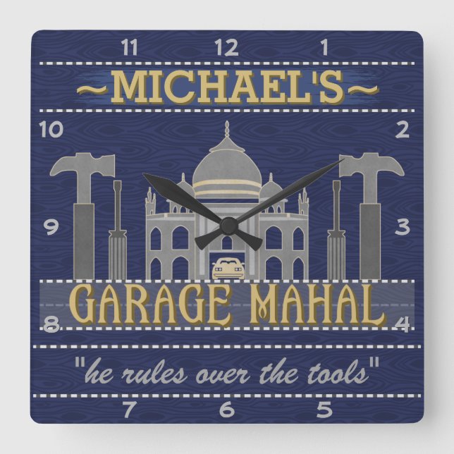 Man Cave Funny Garage Mahal Tools | INDIVIDUELLE N Quadratische Wanduhr (Vorderseite)