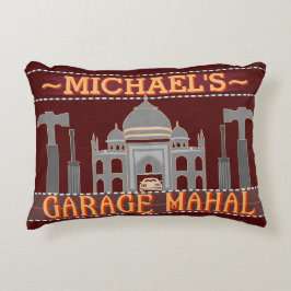 Man Cave Garage Mahal Funny | PERSONALISIERT | Rot Zierkissen