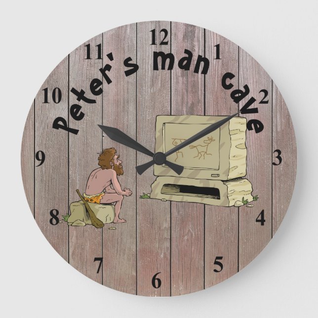 Man Cave Personalised Large Clock Große Wanduhr (Vorderseite)
