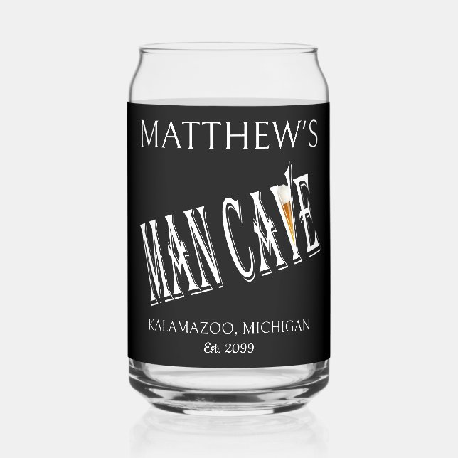 Man Cave Pub Beer Can Brille Trinkbehälter Dosenglas (Vorderseite)
