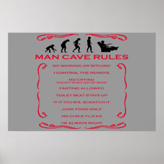 Man Cave Rules Poster