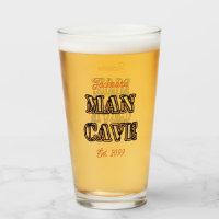 Man Cave Texte Effet Pint Bière Verre Drinkware