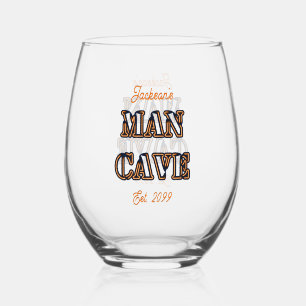 Man Cave Texte Effet Verre Vin Stemless Drinkware