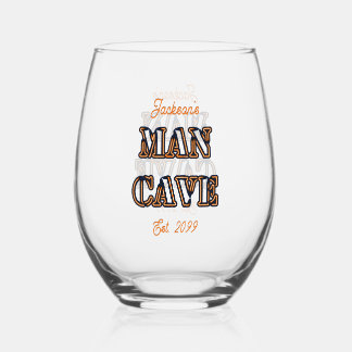 Man Cave Texte Effet Verre Vin Stemless Drinkware